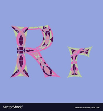 Low poly letter R in colored mosaic polygon vector image