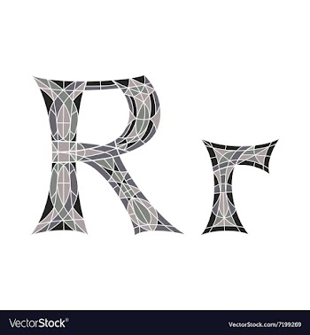Low poly letter R in gray mosaic polygon vector image