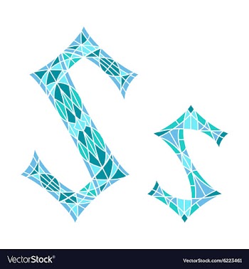 Low poly letter S in blue mosaic polygon vector image
