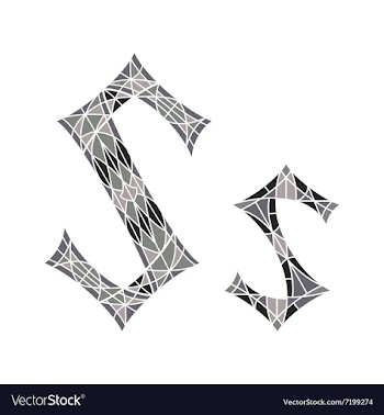 Low poly letter S in gray mosaic polygon vector image