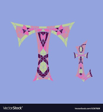 Low poly letter T in colored mosaic polygon vector image