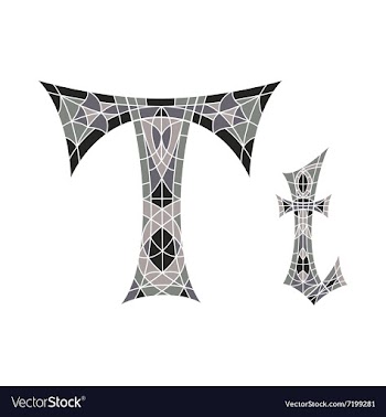 Low poly letter T in gray mosaic polygon vector image