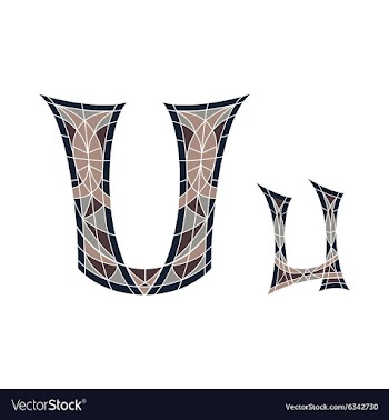 Low poly letter U in brown mosaic polygon vector image