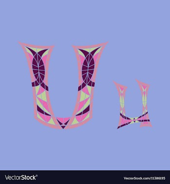 Low poly letter U in colored mosaic polygon vector image
