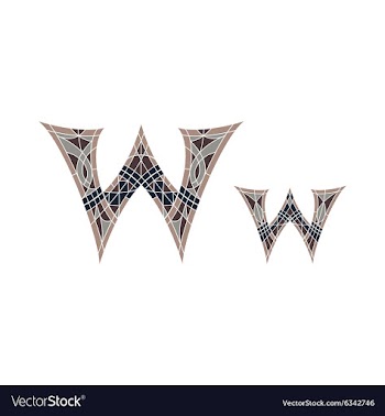Low poly letter W in brown mosaic polygon vector image
