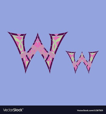 Low poly letter W in colored mosaic polygon vector image