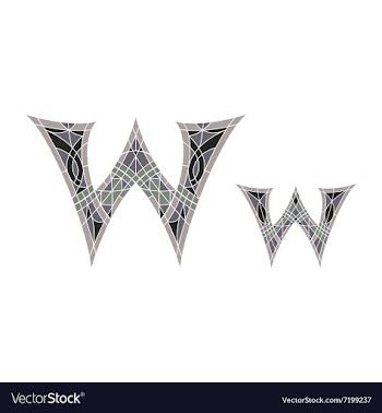 Low poly letter W in gray mosaic polygon vector image
