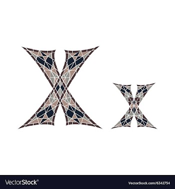 Low poly letter X in brown mosaic polygon vector image