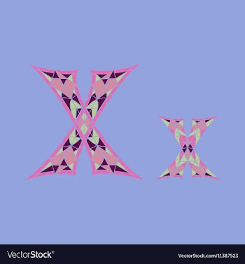 Low poly letter X in colored mosaic polygon vector image