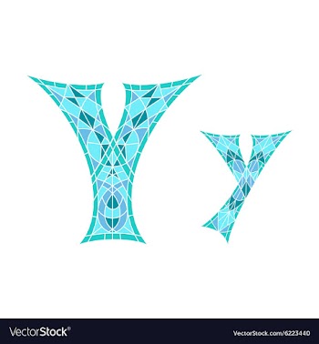 Low poly letter Y in blue mosaic polygon vector image