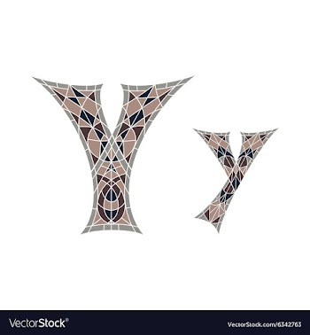 Low poly letter Y in brown mosaic polygon vector image