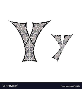 Low poly letter Y in gray mosaic polygon vector image