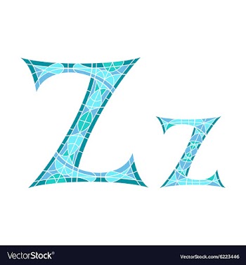 Low poly letter Z in blue mosaic polygon vector image