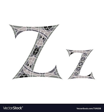 Low poly letter Z in gray mosaic polygon vector image