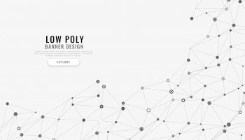 Low poly mesh abstract digital lines background Free Vector