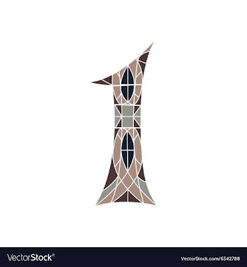 Low poly number 1 in brown mosaic polygon vector image