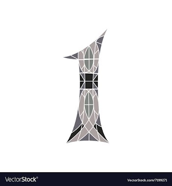 Low poly number 1 in gray mosaic polygon vector image
