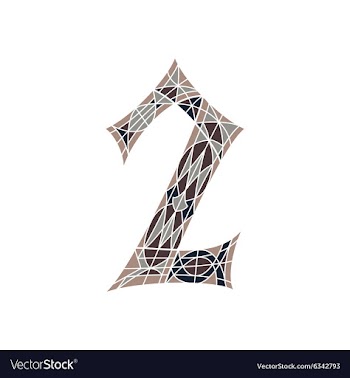 Low poly number 2 in brown mosaic polygon vector image