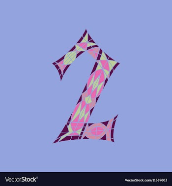 Low poly number 2 in colored mosaic polygon vector image