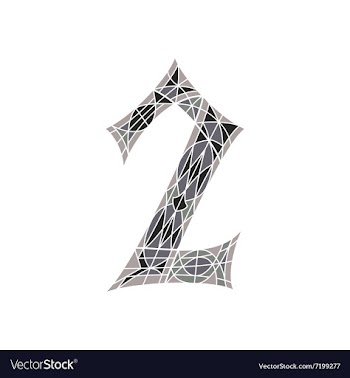 Low poly number 2 in gray mosaic polygon vector image