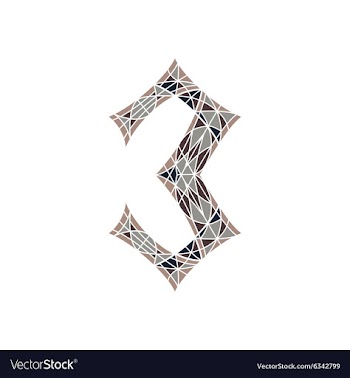 Low poly number 3 in brown mosaic polygon vector image