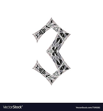 Low poly number 3 in gray mosaic polygon vector image