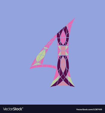Low poly number 4 in colored mosaic polygon vector image
