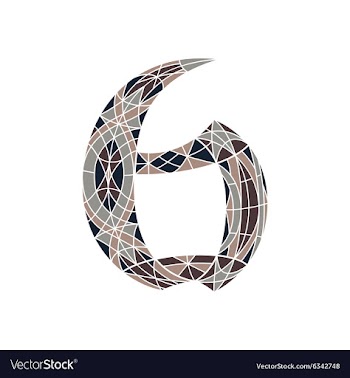Low poly number 6 in brown mosaic polygon vector image