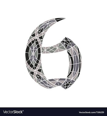Low poly number 6 in gray mosaic polygon vector image