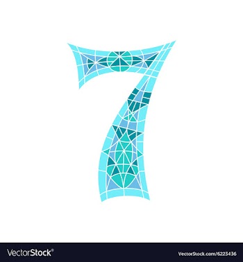 Low poly number 7 in blue mosaic polygon vector image