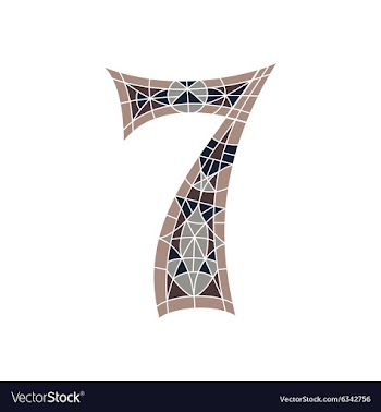 Low poly number 7 in brown mosaic polygon vector image