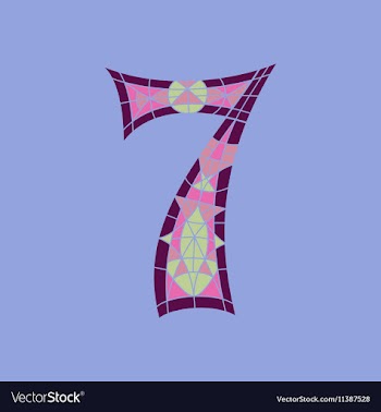 Low poly number 7 in colored mosaic polygon vector image