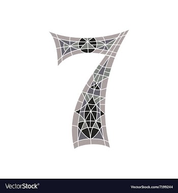 Low poly number 7 in gray mosaic polygon vector image