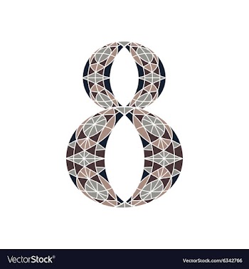 Low poly number 8 in brown mosaic polygon vector image