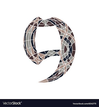 Low poly number 9 in brown mosaic polygon vector image