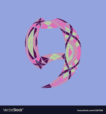 Low poly number 9 in colored mosaic polygon vector image
