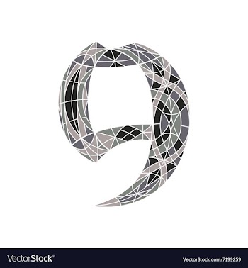Low poly number 9 in gray mosaic polygon vector image