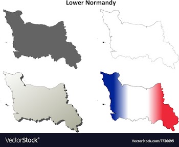 Lower Normandy blank outline map set vector image