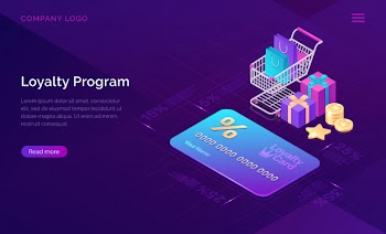 Loyalty program, isometric discount card banner Free Vector
