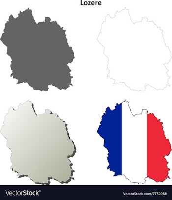 Lozere Languedoc-Roussillon outline map set vector image