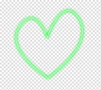 Luces de neon, green neon light heart illustration transparent background PNG clipart