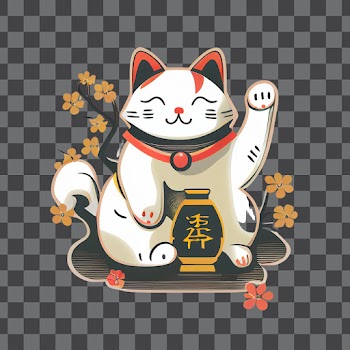 Lucky cat PNG transparent, lunar new year