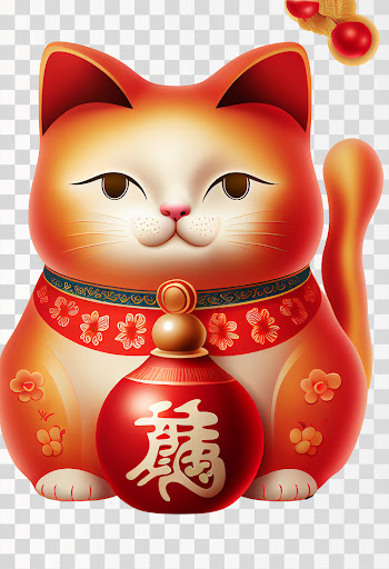 Lucky cat PNG transparent, lunar new year