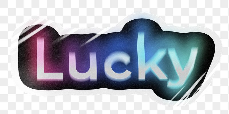 Lucky png word sticker, neon | Free PNG - rawpixel