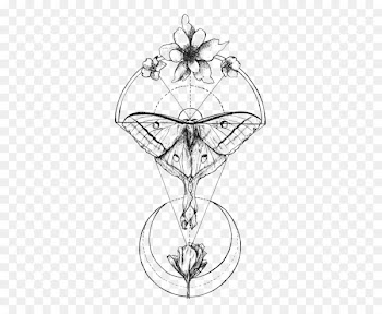 Luna Moth Tattoo Drawing Geometry - Retro Butterfly 