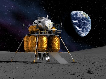 Lunar Lander On The Moon. 3D Scene. Elements of this image furnished...
