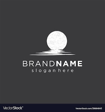 lunar logo with silhouette moon shadow on water