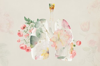 Lung with flowers infected with coronavirus
