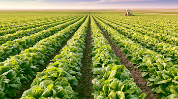 Lush Agricultural Landscape with Tractor