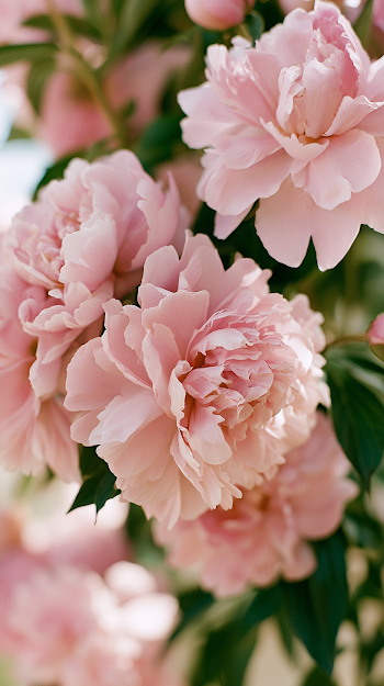 Lush Blush Pink Peony Roses in Bloom